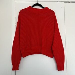 Divided Red Turtleneck Sweater